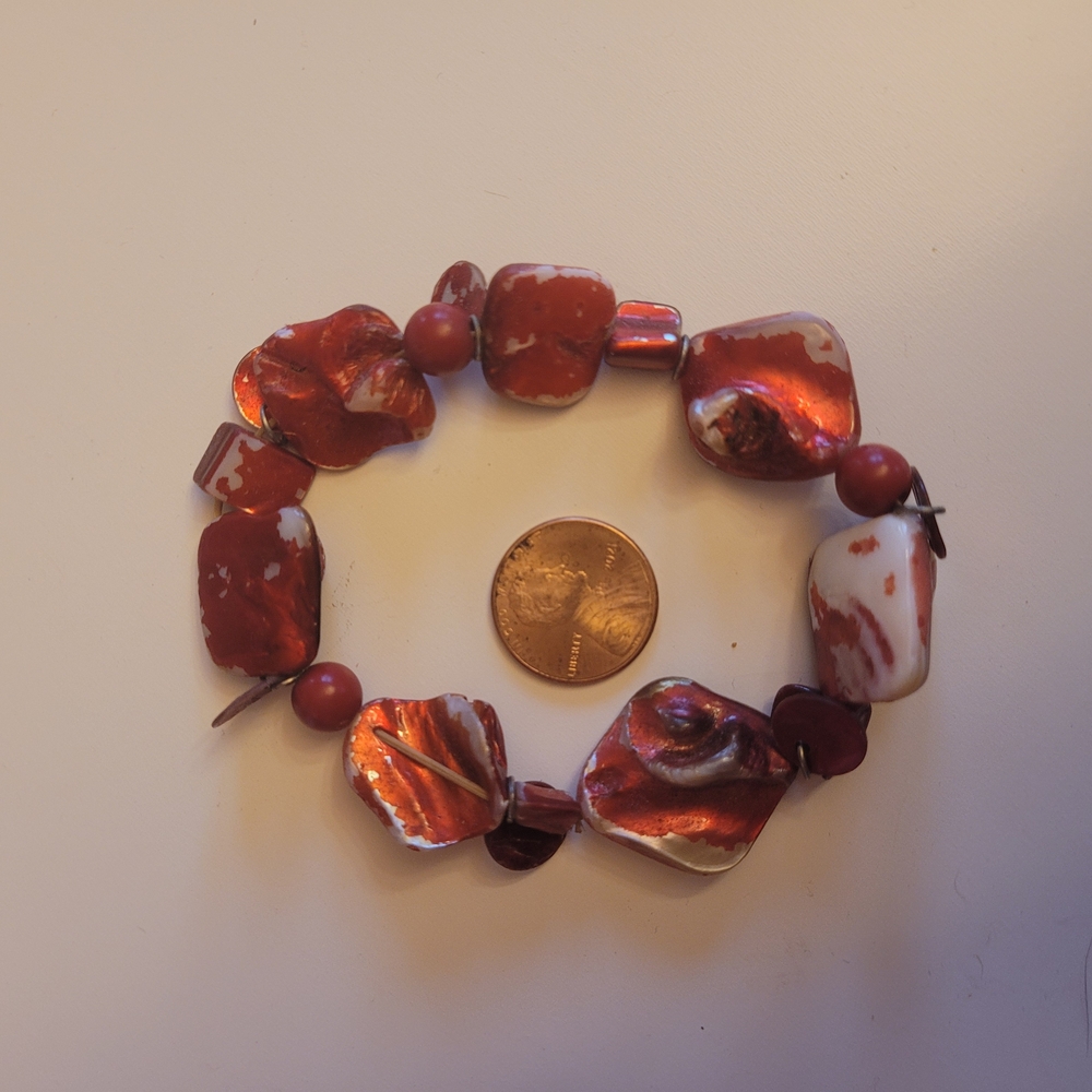 Red and White Stone Bracelet